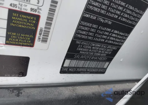 2017 Land Rover Range Rover Sport 5.0L V8 Supercharged/5.0L V8 Supercharged Dynamic z USA, uszkodzony, nr VIN SALWR2FE4HA148391